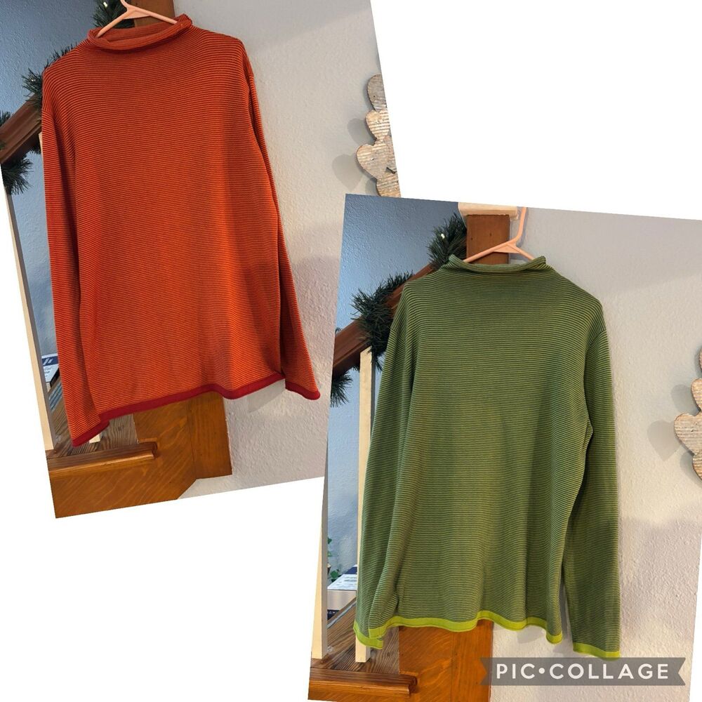 Title Nine Synergy Rolled Mock Neck shirt XL Striped Outdoor gorpcore lot bundle